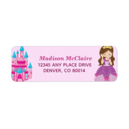Cute Anpassningsbar Rosa Princess Castle Fairy Tal Returadress Etikett