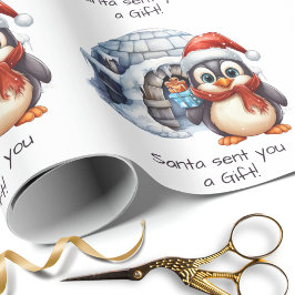 Cute Anpassningsbar Santa Hat Penguin Snö Kids jul Presentpapper