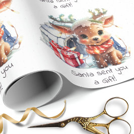 Cute Anpassningsbar Santa Reindeer Snö Kids jul Presentpapper