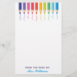 Cute Anpassningsbar School Teacher Rainbow Artisti Brevpapper