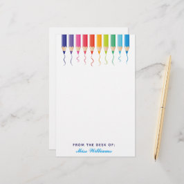 Cute Anpassningsbar School Teacher Rainbow Artisti Brevpapper