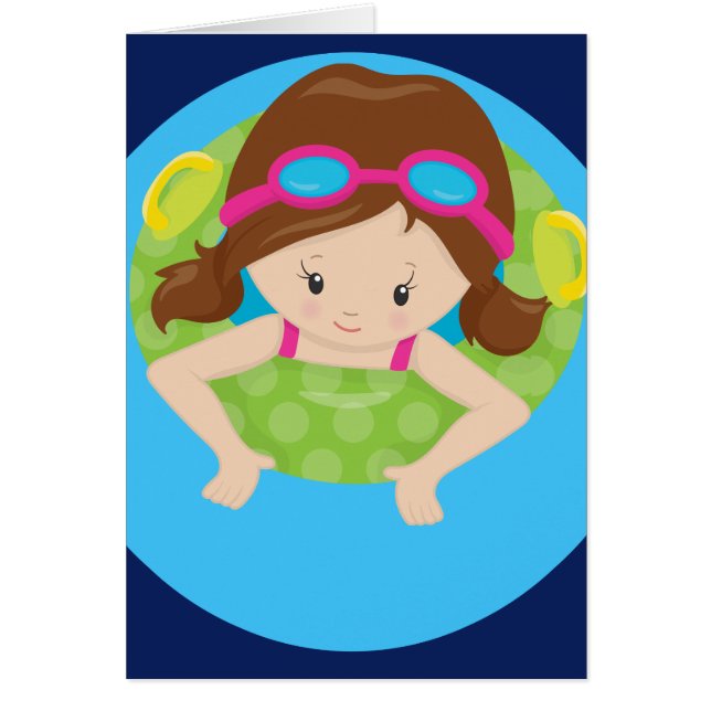 Cute Anpassningsbar Simma Girl Hälsningskort (Framsidan)