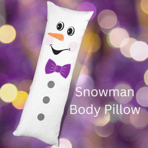 Cute Anpassningsbar Snögubbe med Lila Bowtie Kroppskudde