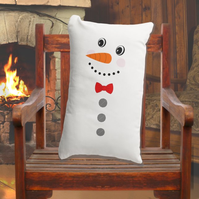 Cute Anpassningsbar Snögubbe med Red Bowtie Lumbarkudde (Skapare uppladdad)