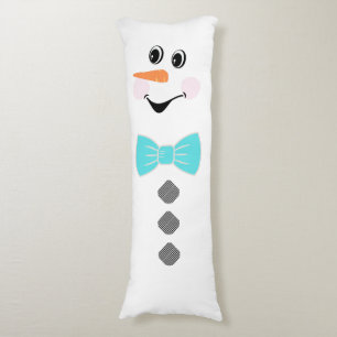 Cute Anpassningsbar Snögubbe med Teal Blue Bowtie Kroppskudde