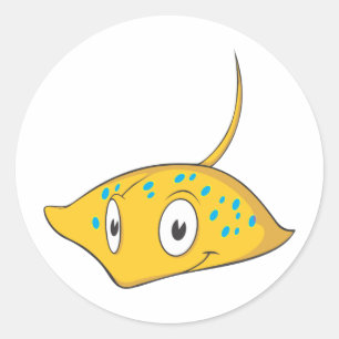 Cute Anpassningsbar Stingray Tecknad Shirt Runt Klistermärke