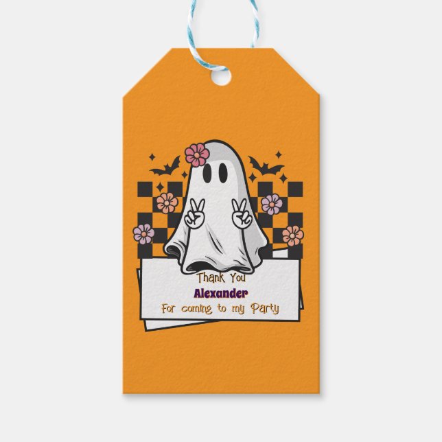 Cute Anpassningsbar Tack Halloween Ghost Presentetikett (Framsidan)