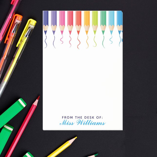 Cute Anpassningsbar Teacher Rainbow Artistic Post-it Block (Skapare uppladdad)