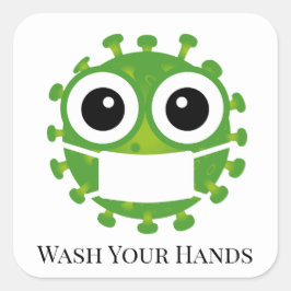 Cute Anpassningsbar Text Grönt Virus Germ Emoji Tv Fyrkantigt Klistermärke