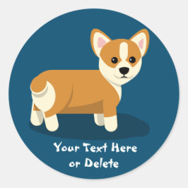 Cute Anpassningsbar Text Lycklig Tan Corgi Puppy H Runt Klistermärke