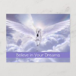 Cute Anpassningsbar Text Magic Flies Unicorn Lila  Vykort