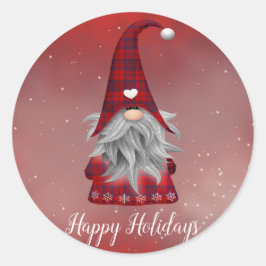 Cute Anpassningsbar Text Red Play Gnome Red Helgda Runt Klistermärke