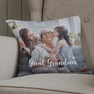 Cute Anpassningsbar Underbar Grandma Two Photo Kee Kudde
