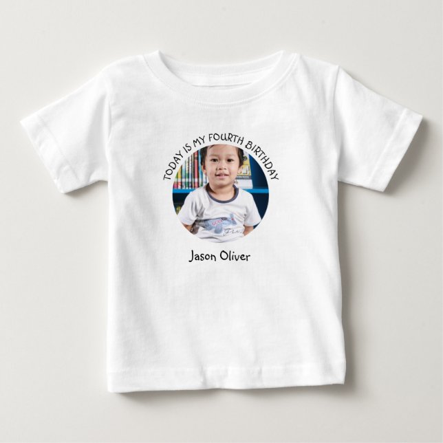 Cute Anpassningsbar Year Namn Round Photo Födelsed T Shirt (Framsida)