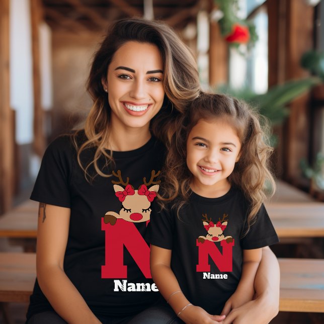 Cute-Anpassningsbarna i Julfamiljen med Namn T Shirt (Skapare uppladdad)