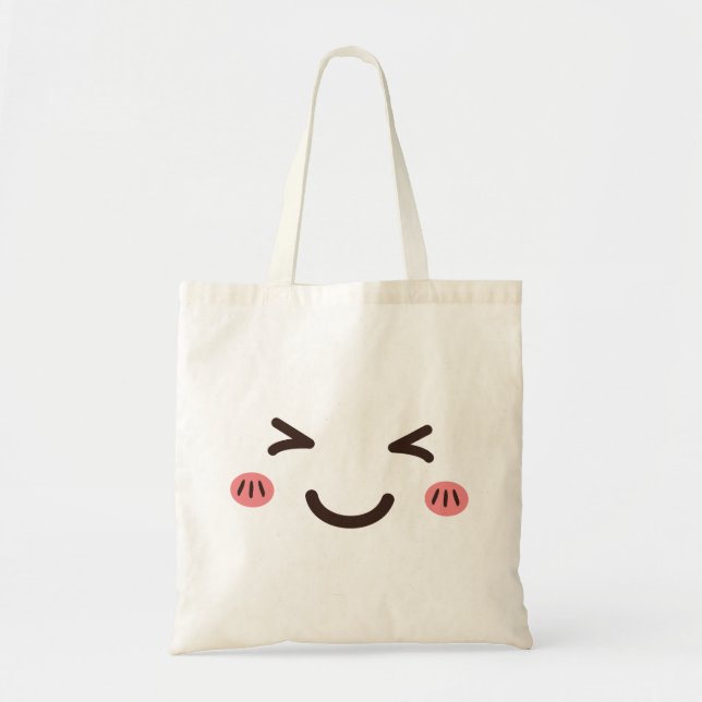 Cute Ansikte Design Tote Bag Tygkasse (Framsidan)