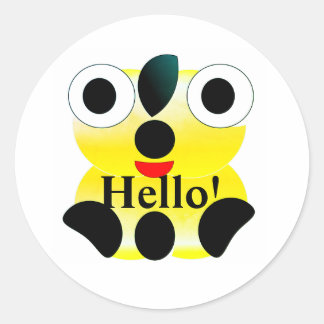 Cute Ansikte Hej Stickers Runt Klistermärke