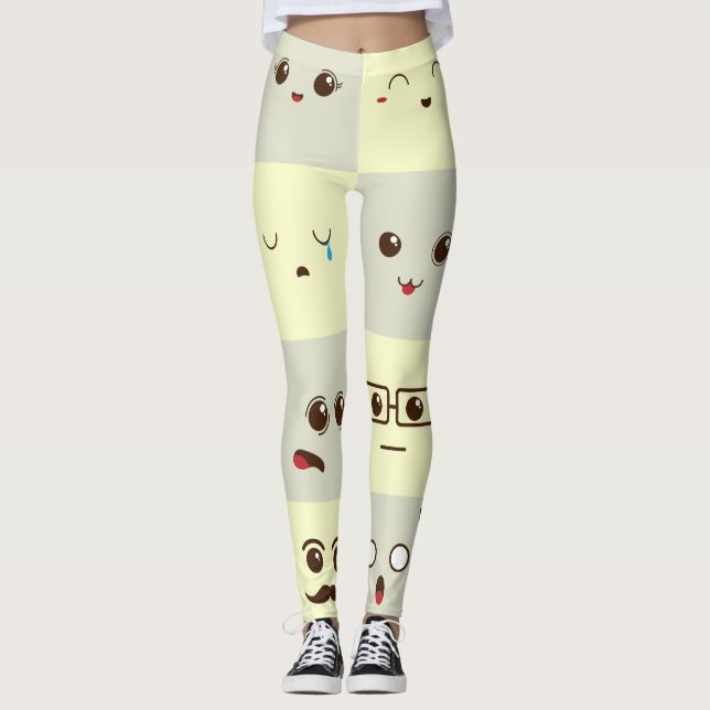 Cute ansikte leggings (Framsida)