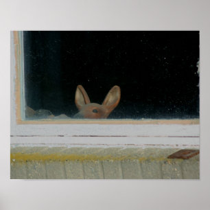 Cute Ansikte Statue Peeking Thru Window Poster