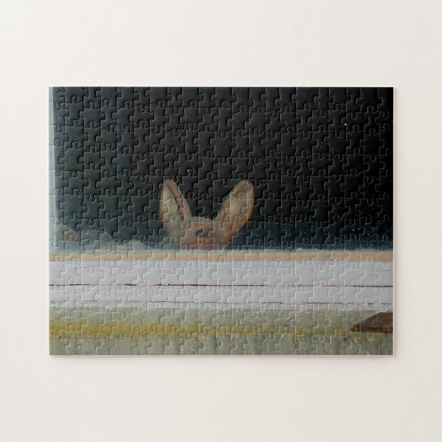 Cute Ansikte Statue Peeking Thru Window Pussel (Horisontell)