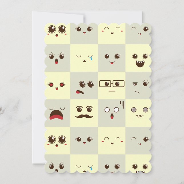 Cute ansikte tack kort (Framsida)