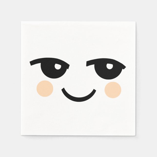 CUTE ANSIKTE WHITE PAPPRA NAPKINER PAPPERSSERVETT (Framsidan)