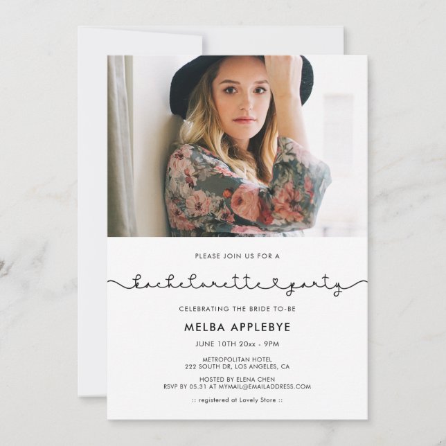 Cute-anslutning mellan hjärtteckensnitt Bacheloret Inbjudningar (Framsida)