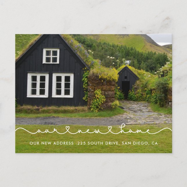 Cute-anslutning till hjärttypsnitt Vårt nya hem Vykort (Framsida)