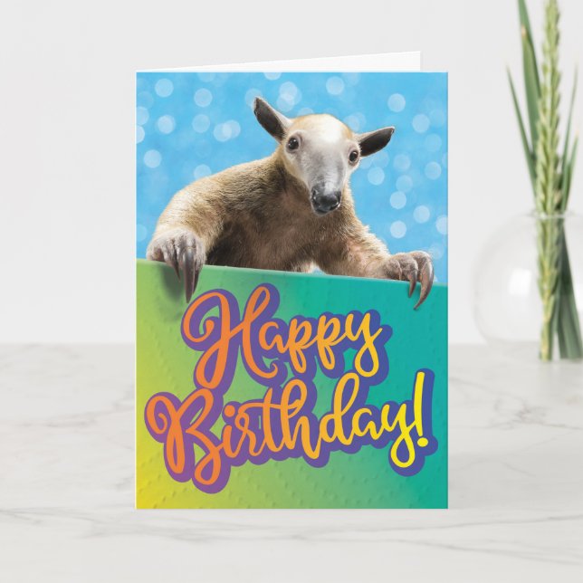 Cute Ant Eater Funny Belet Birthday Kort (Framsida)
