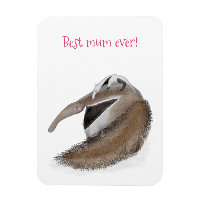 Cute anteater och baby "best morsa ever"-magnet magnet (Vertikal)