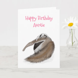 Cute anteater och baby-födelsedagskort för moster kort