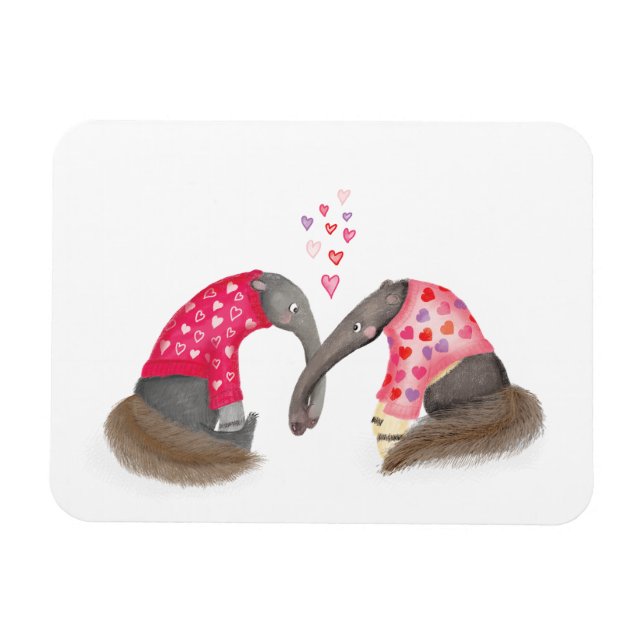 Cute anteaters in love magnet (Horisontell)