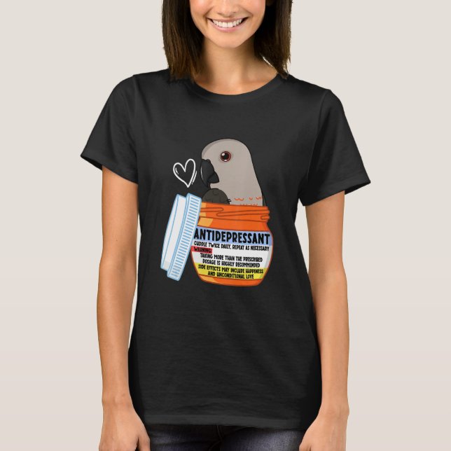 Cute Antidepressant Parrot I Red bellied Parrot T Shirt (Framsida)