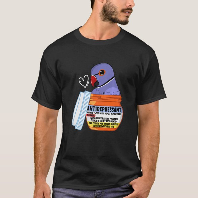 Cute Antidepressant Parrot I Violet Indian Ringnec T Shirt (Framsida)