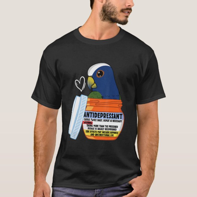 Cute Antidepressant Parrot I White capped Pionus T Shirt (Framsida)