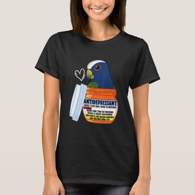 Cute Antidepressant Parrot I White capped Pionus T Shirt (Framsida)