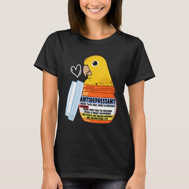 Cute Antidepressive Parrot I Golden Conure T Shirt (Framsida)