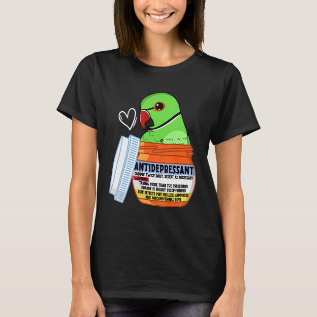 Cute Antidepressive Parrot I Grönt Indian Ringhals T Shirt (Framsida)
