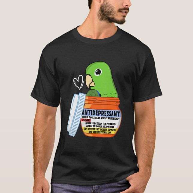 Cute Antidepressive Parrot I Grönt Parrotlet T Shirt (Framsida)