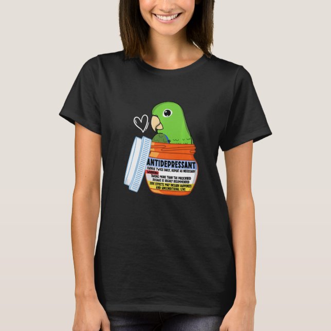 Cute Antidepressive Parrot I Grönt Parrotlet T Shirt (Framsida)