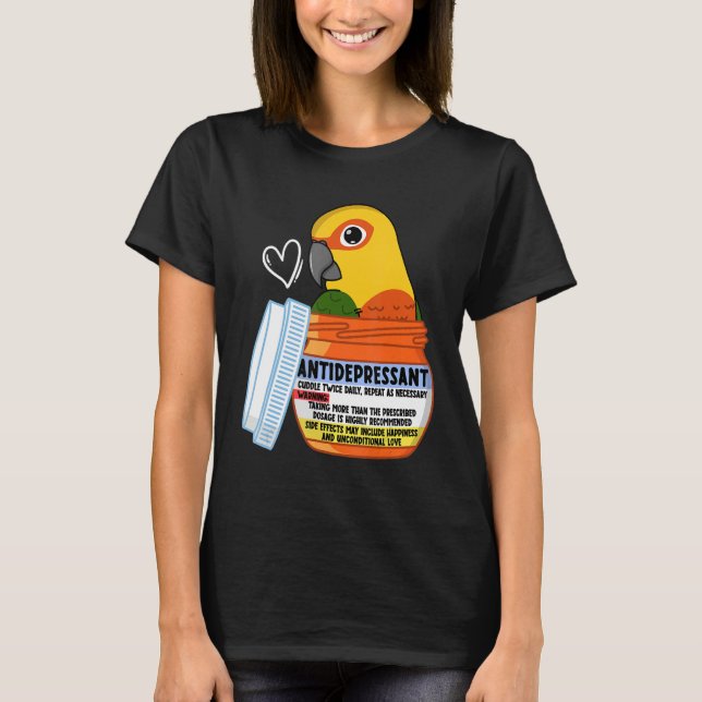 Cute Antidepressive Parrot I Jenday Conure T Shirt (Framsida)