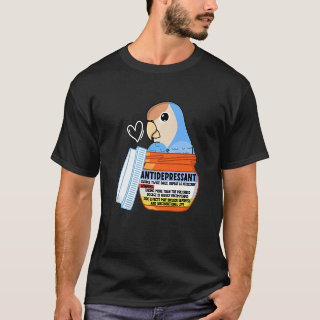 Cute Antidepressive Parrot I Perface Blue Kärlek T Shirt (Framsida)