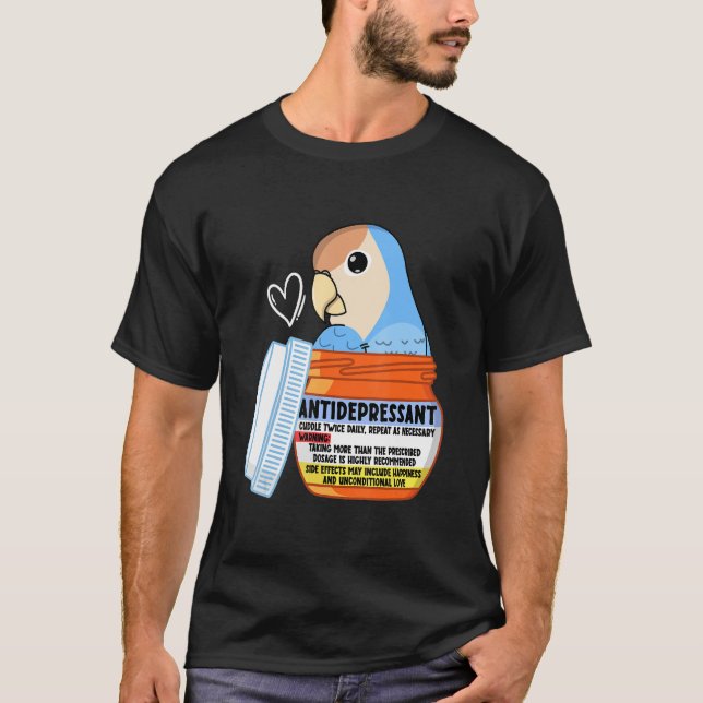 Cute Antidepressive Parrot I Perface Blue Kärlek T Shirt (Framsida)