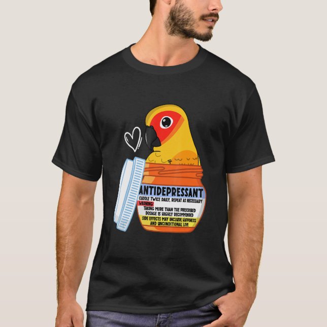 Cute Antidepressive Parrot I Sol Conure T Shirt (Framsida)