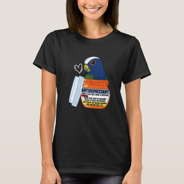 Cute Antidepressive Parrot I Vit kapsyl Pionus T Shirt (Framsida)