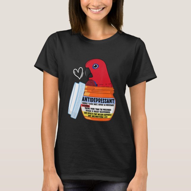 Cute Antidepressivt papegoja I Female Eclectus T Shirt (Framsida)