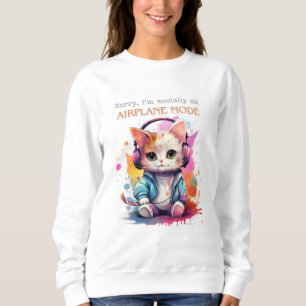 Cute Antisocial Cat White Sweatshirt T Shirt