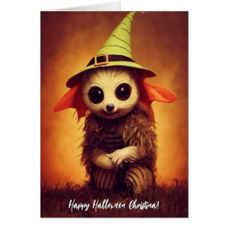 Cute Antropomorphic Critter Animal Halloween Card Hälsningskort