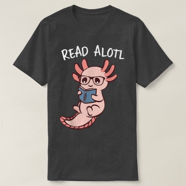 Cute Aolotl Reading Bok, Alotl Bokar Aolotl, Itali T Shirt (Design framsida)