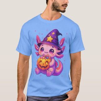 Cute Aolotl Witch Pumpkin Halloween Costumes Girls T Shirt